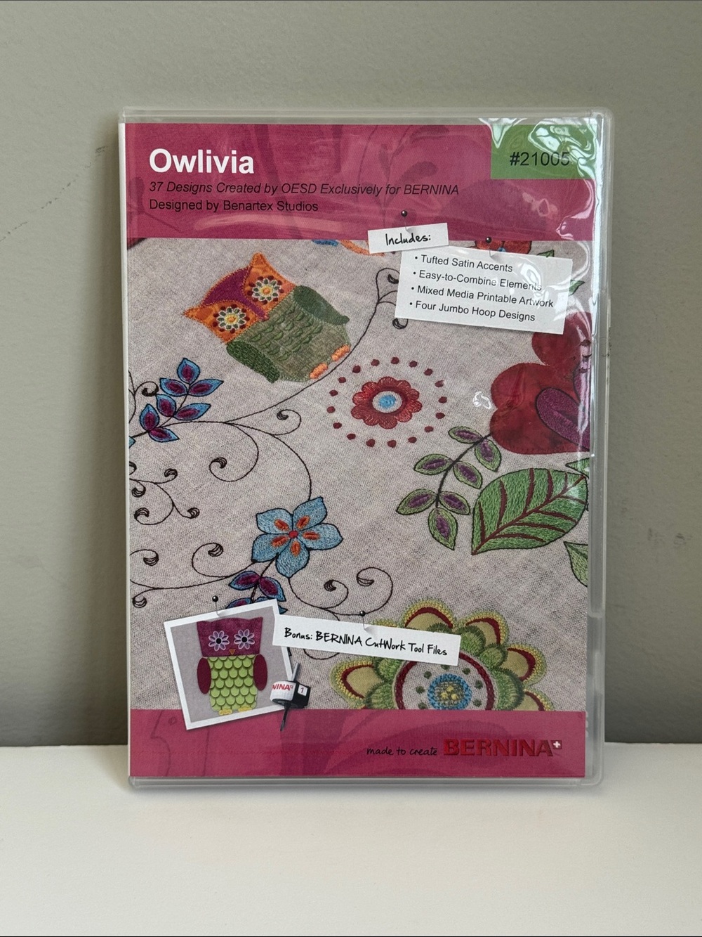 Bernina Owllivia Embroidery Design Set CD by Benartex Studios
